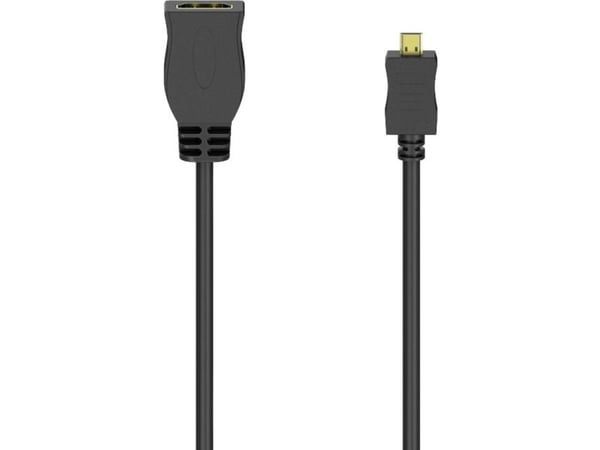 Hama - High Speed - HDMI-adapter - 19 pin micro HDMI Type D hann til HDMI hunn - 10 cm - skjermet - svart - 1080p-støtte