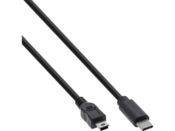 InLine 35751, 1 m, USB C, Mini-USB B, USB 2.0, uros-/urosliitin, musta