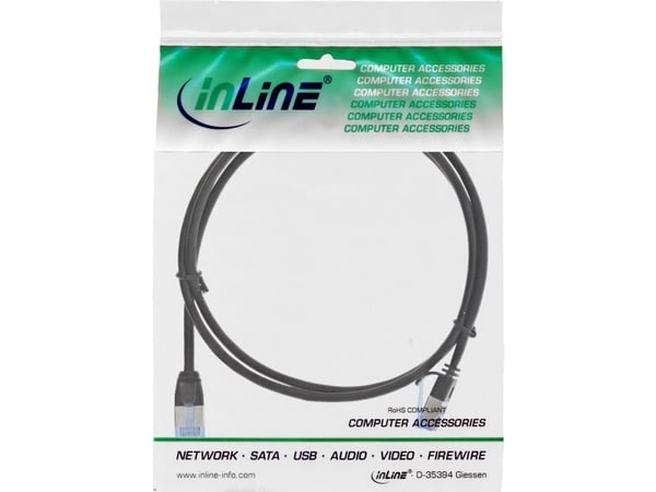 InLine 71914S, 1,5 m, Cat6a, U/FTP (STP), RJ-45, RJ-45, Svart