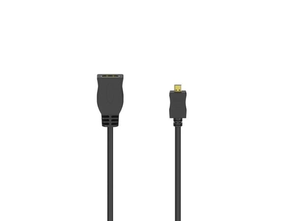 Hama - High Speed - HDMI-adapter - 19 pin micro HDMI Type D hann til HDMI hunn - 10 cm - skjermet - svart - 1080p-støtte