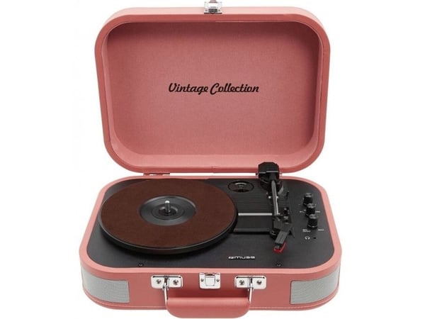 Muse MT-201 BTP, Hihnakäyttöinen levysoitin, Musta, Vaaleanpunainen, 33,45,78 RPM, 10 W, AC, 100-240 V