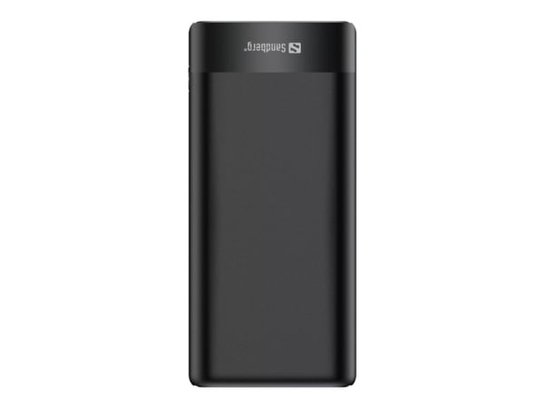 Sandberg - Strømbank - 20000 mAh - 74.4 Wh - 3.25 A - QC 3.0, PD - 3 utgangskontakter (2 x USB, USB-C) - på kabel: USB-C
