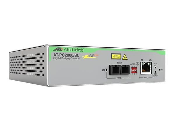 Allied Telesis AT PC2000/SC - Fibermedieomformer - 1GbE - 10Base-T, 1000Base-SX, 100Base-TX, 1000Base-T, 1000Base-SC - SC / RJ-45 - 850 nm - TAA-sa...