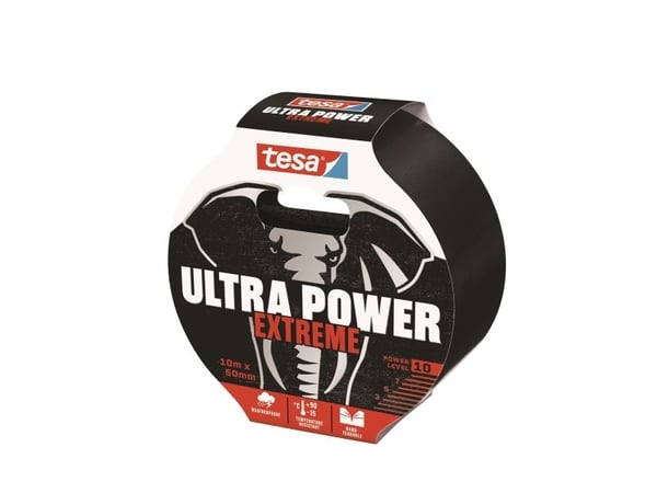 TESA Ultra Power Extreme, Sort, Reparering, PET-filt, Gummi, Metall, PVC, Ru, Smooth (glatt), 10 m