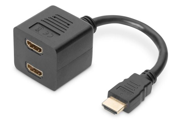 ASSMANN - HDMI-splitter - HDMI hann til HDMI hunn - 20 cm - skjermet - svart