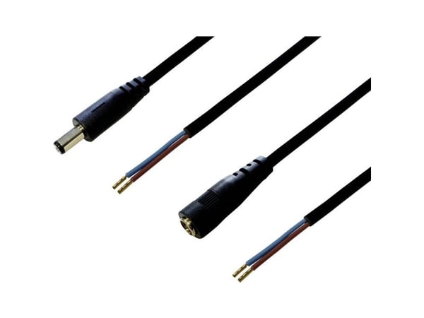 BKL Electronic lavspent tilkoblingskabel lavspennings-tilkobling lavspenningsplugg åpne ende 5,50 mm 2,10 mm 2,10 mm 2,50 m 1 sett