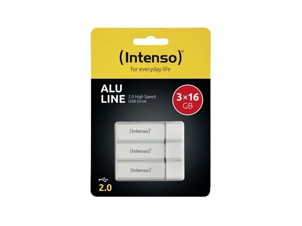 Intenso Alu Line - USB-flashstasjon - 16 GB - USB 2.0 - sølv (en pakke 3)