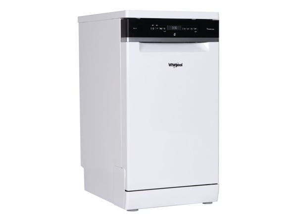 Whirlpool WSFO 3O34 PF, Frittstående, Slimline (45 cm), Hvit, Svart, Knapper, 1,5 m