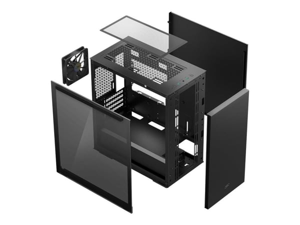 DeepCool MACUBE 110 - Tower - mini ITX / micro ATX - sidepanel med vindue (hærdet glas) - ingen strømforsyning (ATX / PS/2) - sort - USB/Lyd