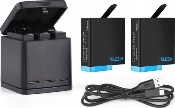 Telesin Usb laturi 2x akku Gopro Hero 8 / 7 / 6 / 5 musta Telesin Usb laturi 2x akku Gopro Hero 8 / 7 / 6 / 5 musta