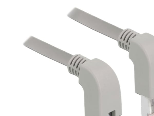 Delock - Koblingskabel - RJ-45 (hann) vinklet nedover til RJ-45 (hann) vinklet nedover - 2 m - S/FTP - CAT 6 - med støvel, halogenfri - grå