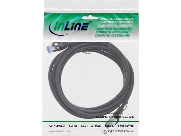 InLine 72802S, 2 m, Cat6a, S/FTP (S-STP), RJ-45, RJ-45, Svart