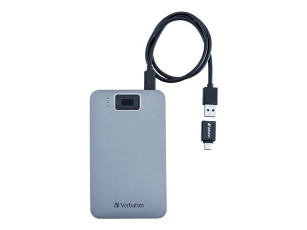 Verbatim Executive Fingerprint Secure - Kiintolevy - krypteret - 2 TB - ekstern (bærbar) - USB 3.2 Gen 1 (USB-C stikforbindelse) - 256-bit AES