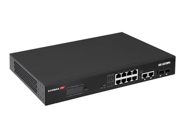 Edimax GS-5210PL - Switch - smart - 10 x 10/100/1000 + 2 x Gigabit SFP (opplink) - stasjonær - PoE+ (110 W)