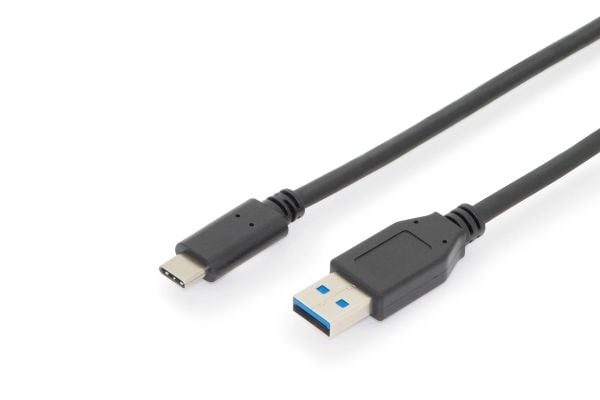 ASSMANN - USB-kaapeli - USB-C (uros) - USB Type A (uros) - USB 3.1 Gen2 - 3 A - 1 m - muotoiltu - musta