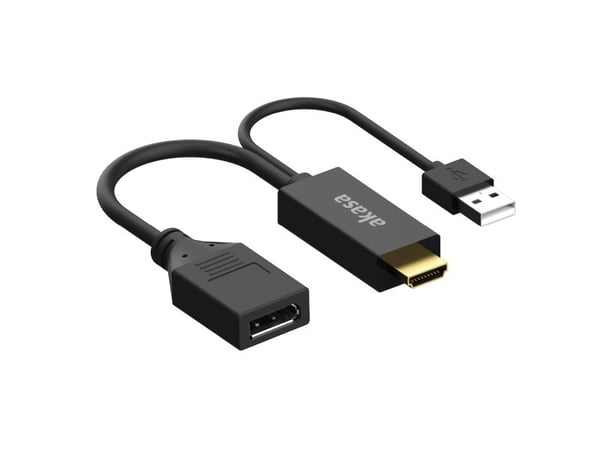 Akasa HDMI zu DisplayPort Adapater Kabel - schwarz - Kabel - Digital/Display/Video, 250 m, HDMI-tyyppi A (vakio), Musta