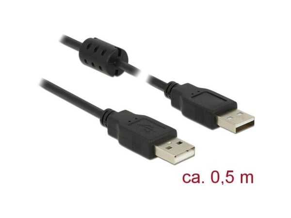 Delock - USB-kabel - USB (hann) til USB (hann) - USB 2.0 - 50 cm - svart