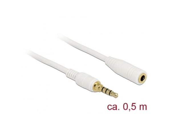 DeLOCK 85628, 3.5mm, Uros, 3.5mm, Naaras, 0,5 m, Valkoinen