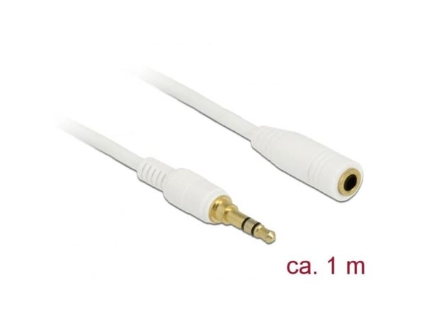 DeLOCK 85577, 3.5mm, Uros, 3.5mm, Naaras, 1 m, Valkoinen