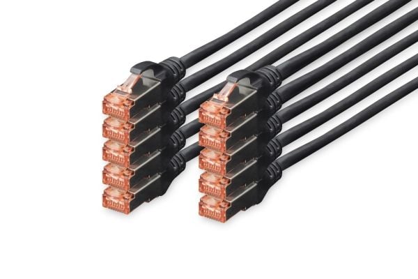 DIGITUS Professional - Koblingskabel - RJ-45 (hann) til RJ-45 (hann) - 25 cm - SFTP, PiMF - CAT 6e - IEEE 802.3 - med støvel, halogenfri, uten hind...