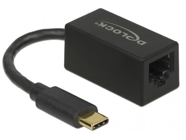 Delock - Nettverksadapter - USB-C 3.2 Gen 1 - Gigabit Ethernet x 1 - svart