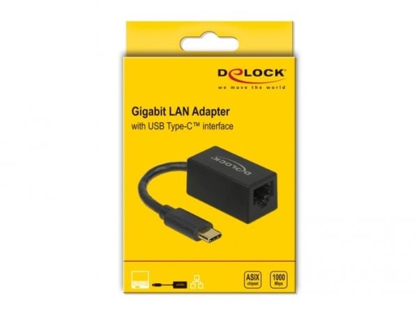 Delock - Nettverksadapter - USB-C 3.2 Gen 1 - Gigabit Ethernet x 1 - svart