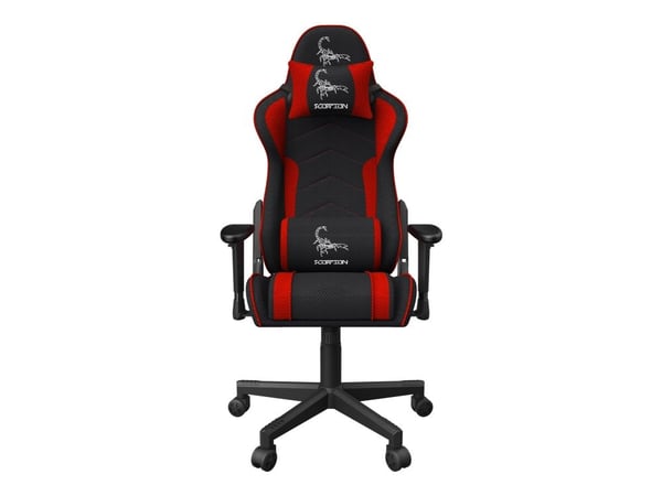 Gembird SCORPION - Stol - ergonomisk - armlener - T-formet - tipping - roterende - nylon, maske - svart, rød