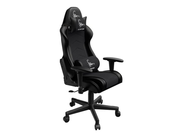 Gembird SCORPION - Stol - ergonomisk - armlener - T-formet - tipping - roterende - nylon, PVC, svamp, maske - black mesh, svart skinn