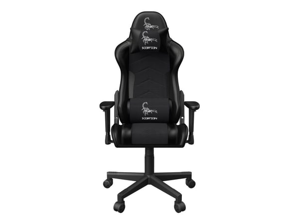 Gembird SCORPION - Stol - ergonomisk - armlener - T-formet - tipping - roterende - nylon, PVC, svamp, maske - black mesh, svart skinn