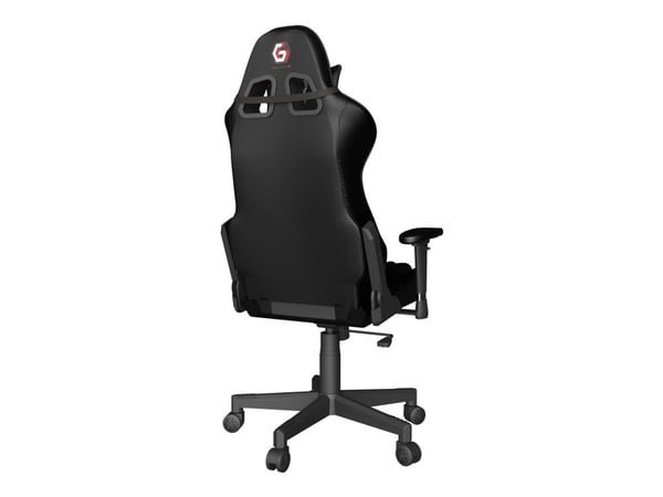Gembird SCORPION - Stol - ergonomisk - armlener - T-formet - tipping - roterende - nylon, PVC, svamp, maske - black mesh, svart skinn