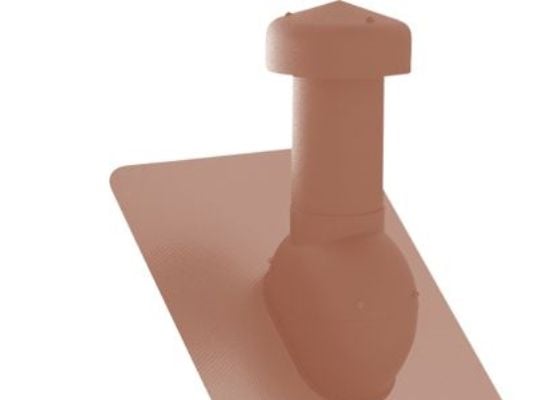 Ventilationshuv Ø160 - flex avfasning 10–48° tegelröd m/röd Fast Flash m/kondensinsats