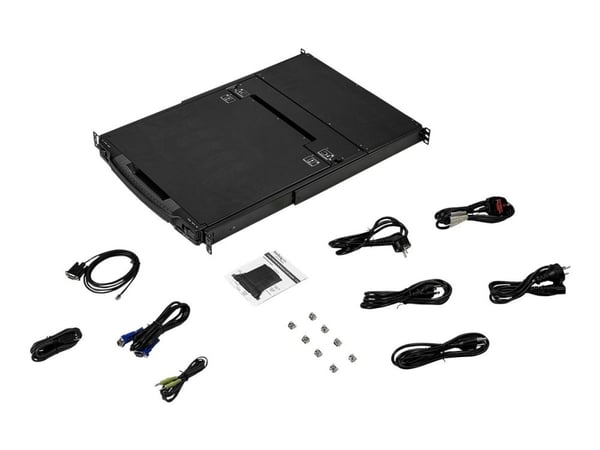 StarTech Dual Rail Rackmount KVM Console HD 1080p, Single Port DVI/VGA KVM with 17" LCD Monitor for Server Rack, Fully Featured 1U LCD KVM Drawer w...