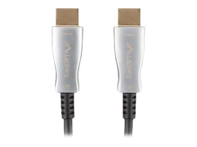 Lanberg - Premium High Speed - HDMI-kabel med Ethernet - HDMI hann til HDMI hann - 50 m - svart - Active Optical Cable (AOC), støtte for 4K 60 Hz (...