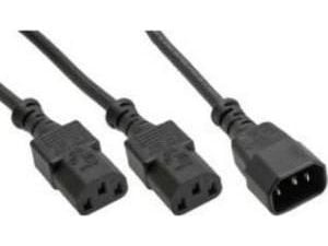 InLine® Y-kabel, IEC, 1x IEC-C14 till 2x IEC-C13, 1m