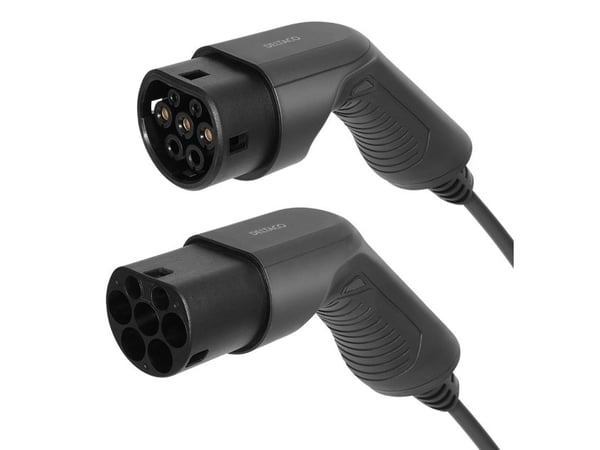 DELTACO e-Charge laddkabel för elbil typ 2-kontakt - 16A - 3,6 kW - 7 meter