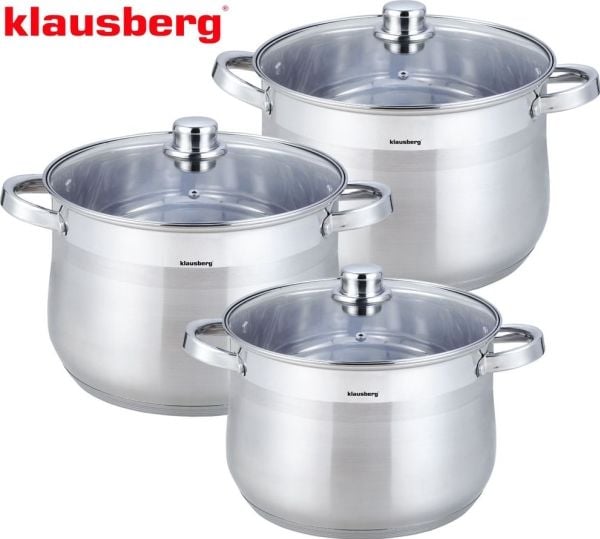 3 deler grytesett PUODU RINKINYS KLAUSBERG 7+8,6+10,7L KB-7177