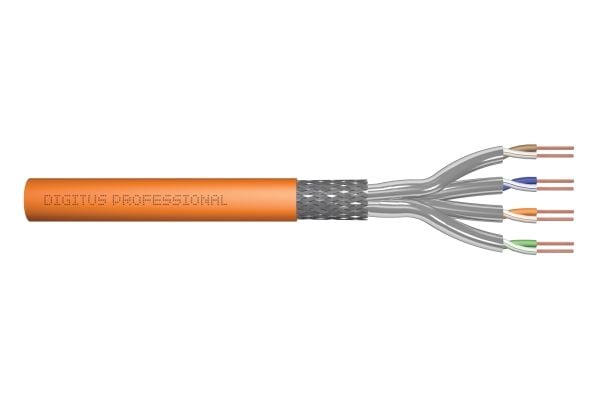 DIGITUS Professional - Samlet kabel - 1000 m - 7.5 mm - S/FTP - simpleks - CAT 7 - IEEE 802.5/IEEE 802.3 - halogenfri, solid - oransje, RAL 2000
