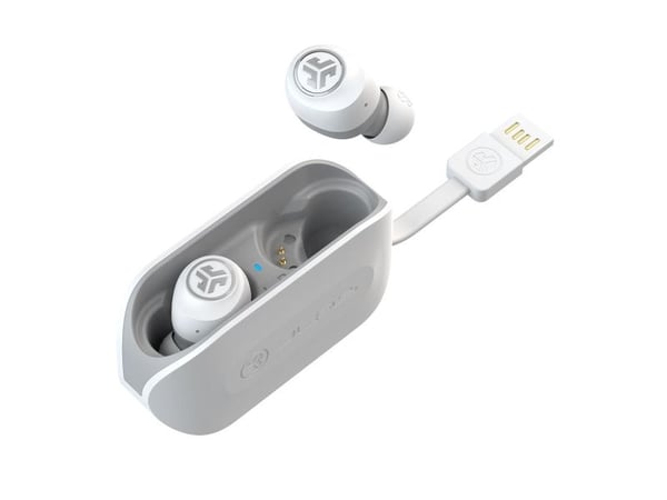 JLab Audio Go Air - True wireless-hodetelefoner med mikrofon - i øret - Bluetooth - grå, hvit