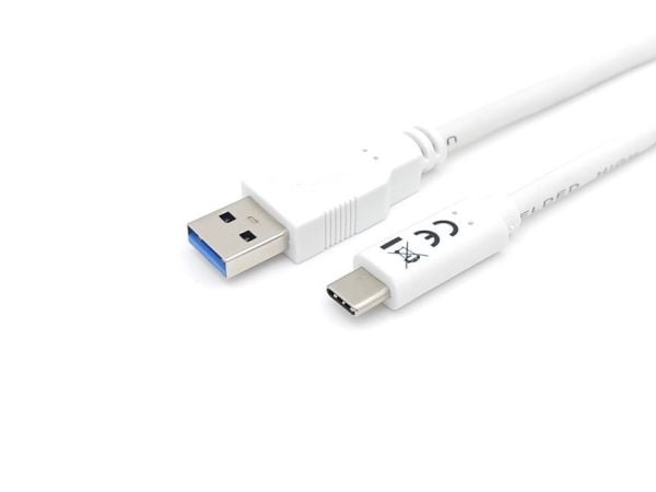 Equip 128364, 1 m, USB A, USB C, USB 3.2 Gen 1 (3.1 Gen 1), 5 Gbit/s, Hvit