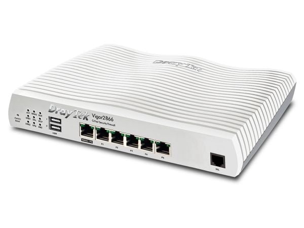 Draytek Vigor 2866 - Ruter - DSL-modem 5-ports switch - 1GbE - WAN-porter: 2 - veggmonterbar