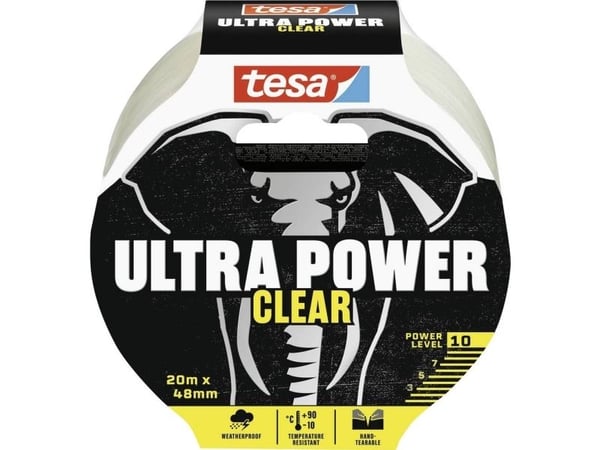 TESA Ultra Power, Gjennomsiktig, Reparering, Polypropylen (PP), Metall, PVC, Ru, Smooth (glatt), 35 N/cm