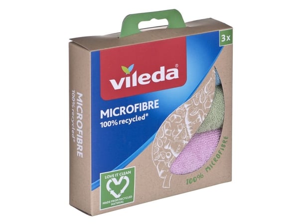 Vileda mikrofiberklut 100 % resirkulert, 3 stk.