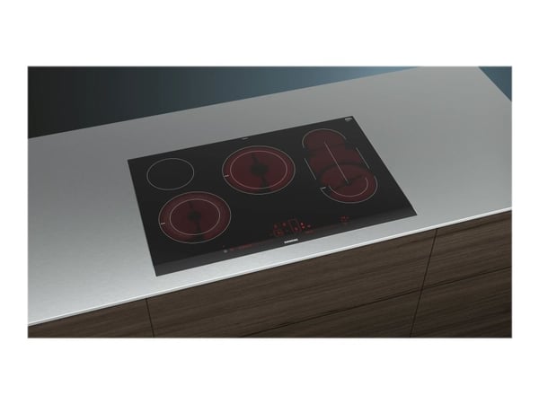 Siemens iQ500 ET875LMP1D - Keramisk komfyrtopp - 5 plater - Nisje - bredde: 78 cm - dybde: 50 cm - med sidepynt av rustfritt stål, - med fasettert ...