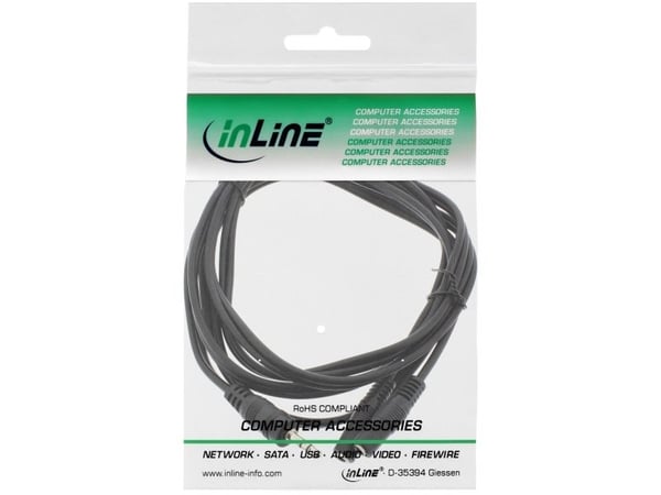 InLine 99300B, 3,5 mm, Hanstik, 2 x 3,5 mm, Hanstik, 2 m, musta