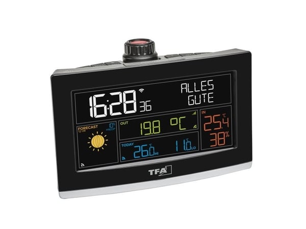 TFA-Dostmann View Show, Svart, Inne hygrometer, Inne Termometer, Utendørs Barometer, Plastikk, 10 - 99%, 0 - 50 °C, 32 - 99,9 °F