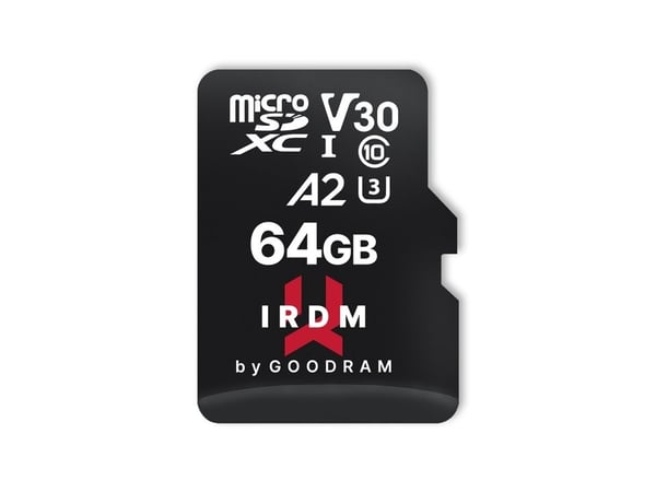 GOODRAM IRDM M2AA - Flashminnekort (SD-adapter inkludert) - 64 GB - A2 / Video Class V30 / UHS-I U3 / Class10 - microSDXC UHS-I