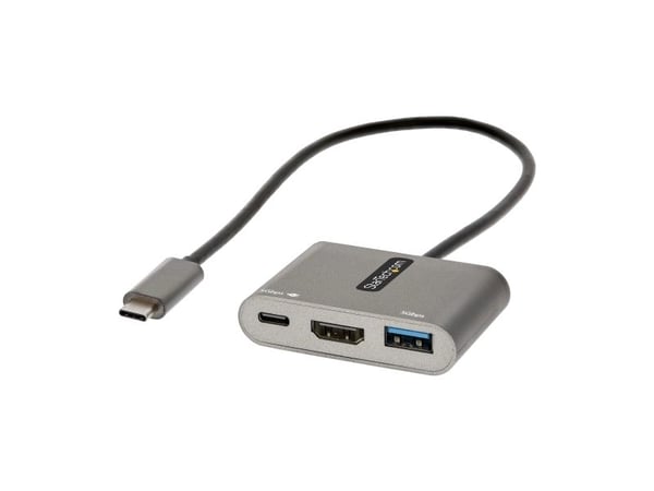 StarTech.com USB C moniporttisovitin, USB-C HDMI 4K-videoon, 100W Power Delivery Passthrough -lataus, 2-porttinen USB 3.0 -keskitin 5Gbps (1xType-C...