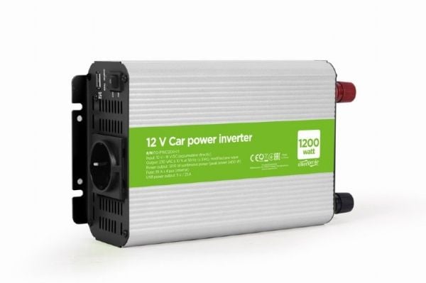 EnerGenie EG-PWC1200-01 - DC til AC-omformer - DC 12 V - 1200 Watt - utgangskontakter: 2