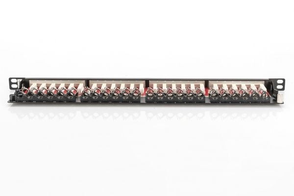 DIGITUS DN-91624S-SL-EA - Koblingspanel - CAT 6a - STP - RJ-45 X 24 - svart, RAL 9005 - 0.5U - 19"