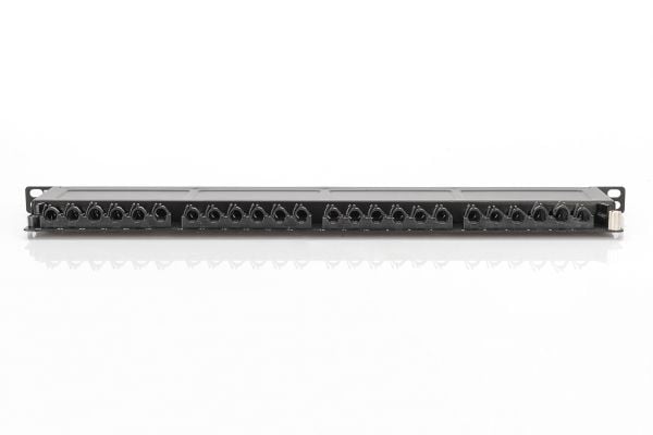 DIGITUS DN-91624S-SL-EA - Koblingspanel - CAT 6a - STP - RJ-45 X 24 - svart, RAL 9005 - 0.5U - 19"